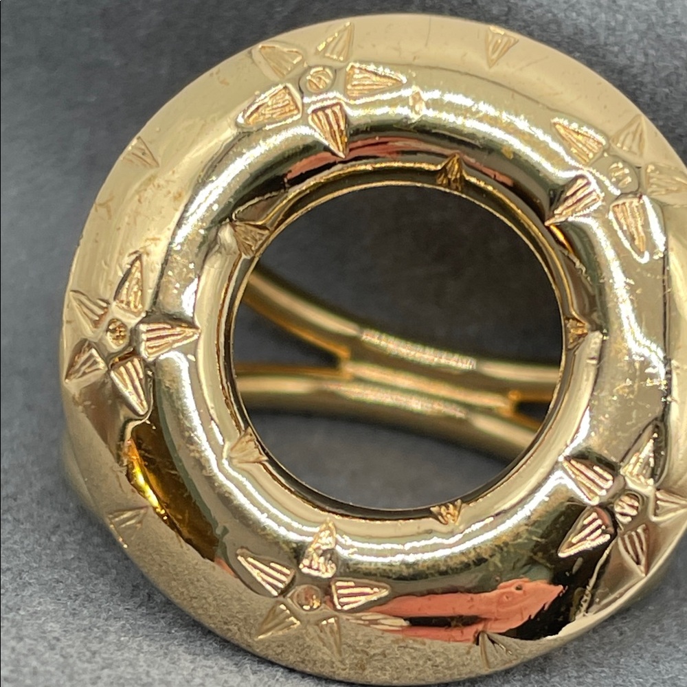 Authentic Celine Gold Star-Patterned Scarf Ring